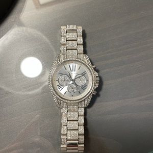 Silver Tone Pave Michael Kors Unisex Watch